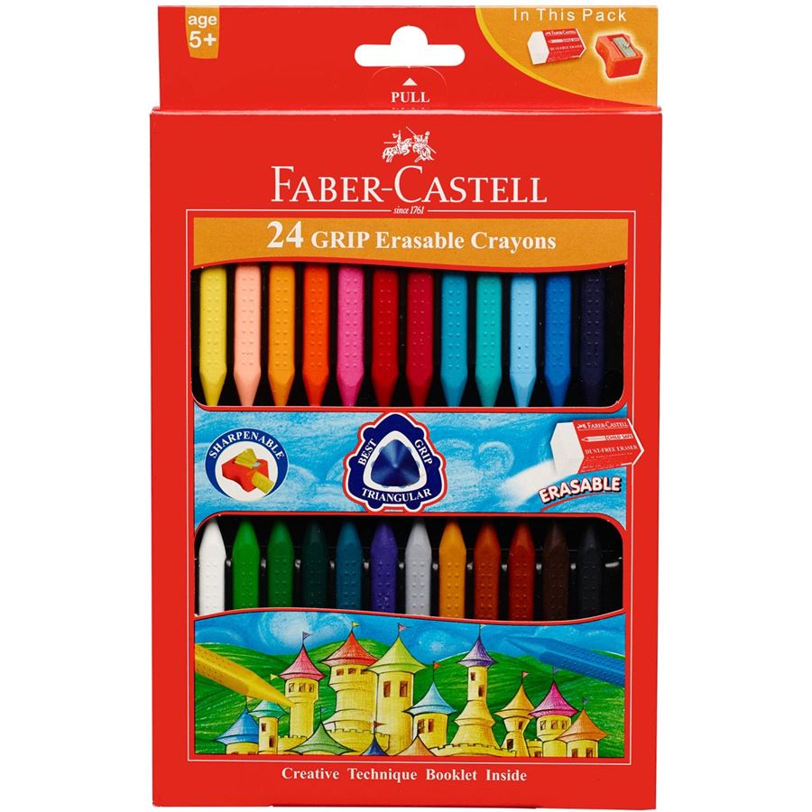 GRIP ERASABLE CRAYONS FABER CASTEL  SET OF 24 REF FC122924